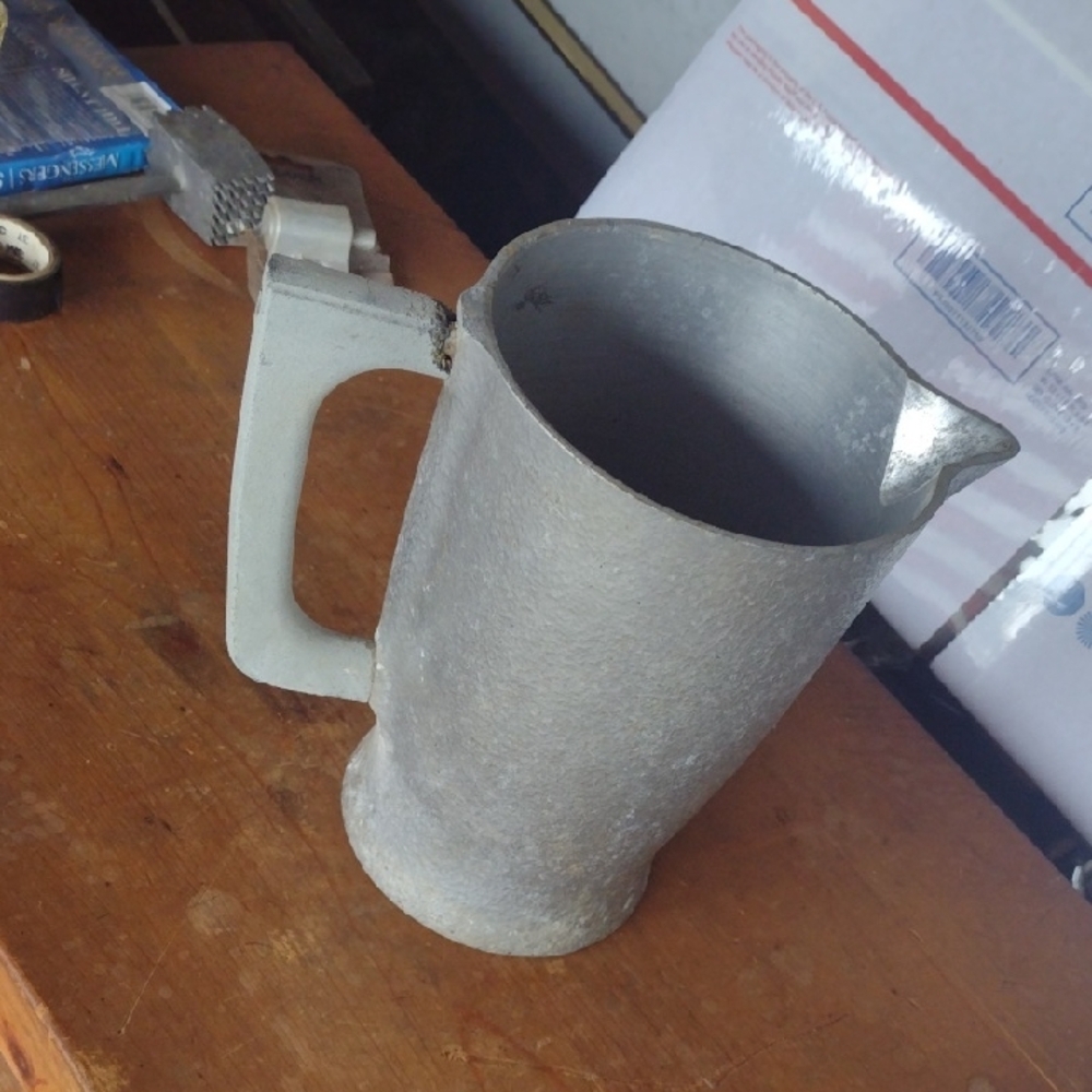 Antique Gray Hammered Metal Pitcher